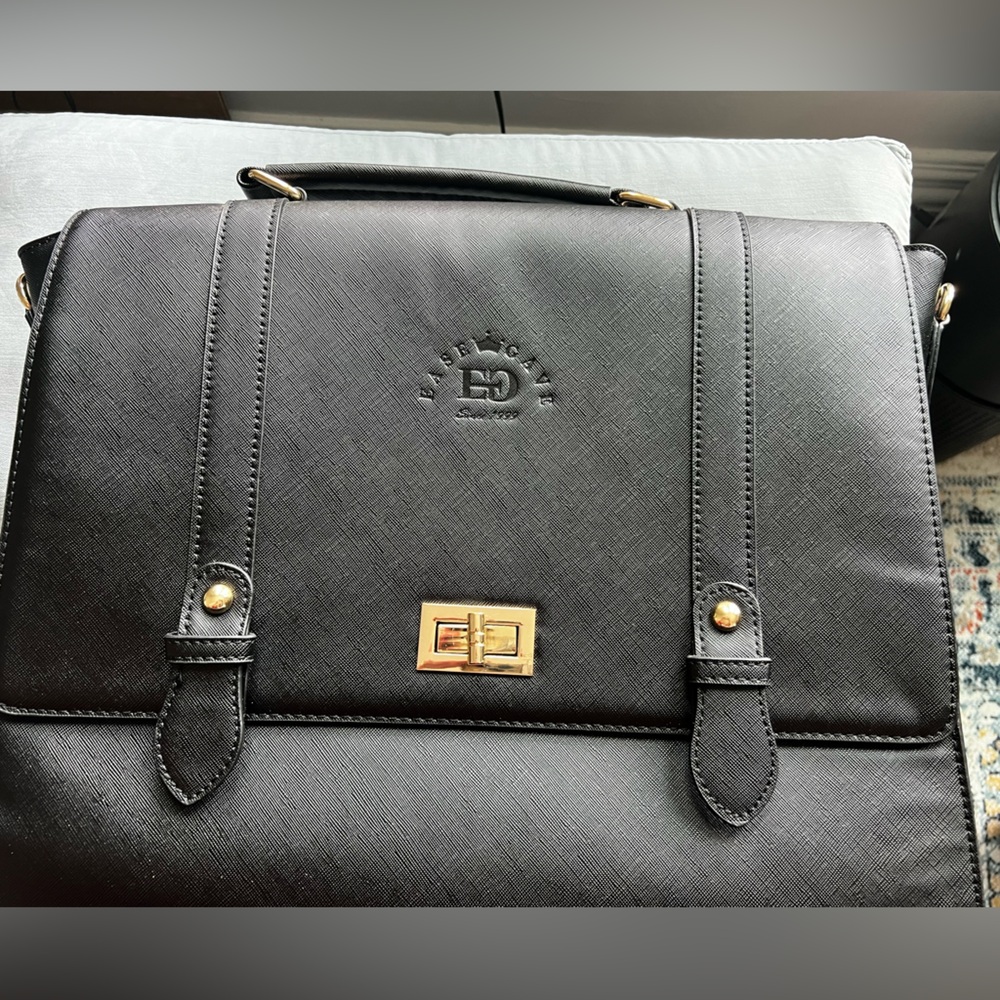 Gold and Black Laptop Bag with Classic Design